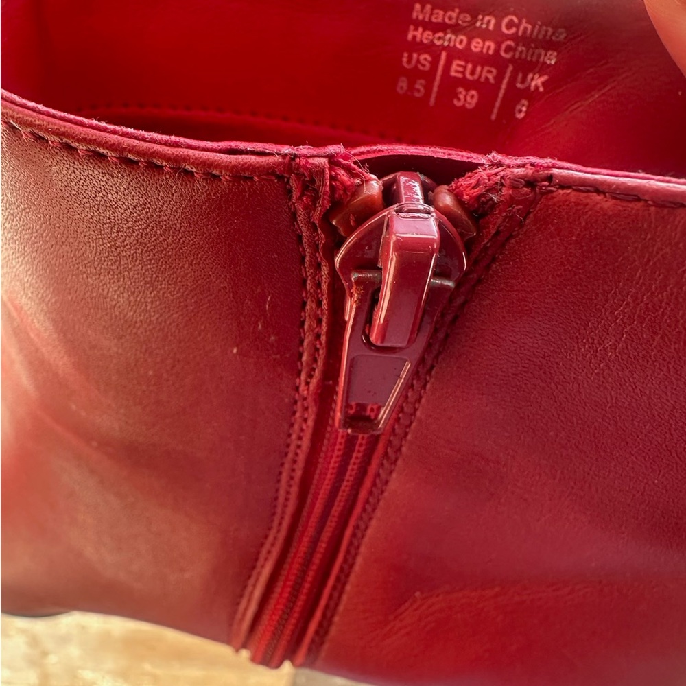 Aldo Red Leather Heeled Booties, size 8.5 - Picture 3 of 4